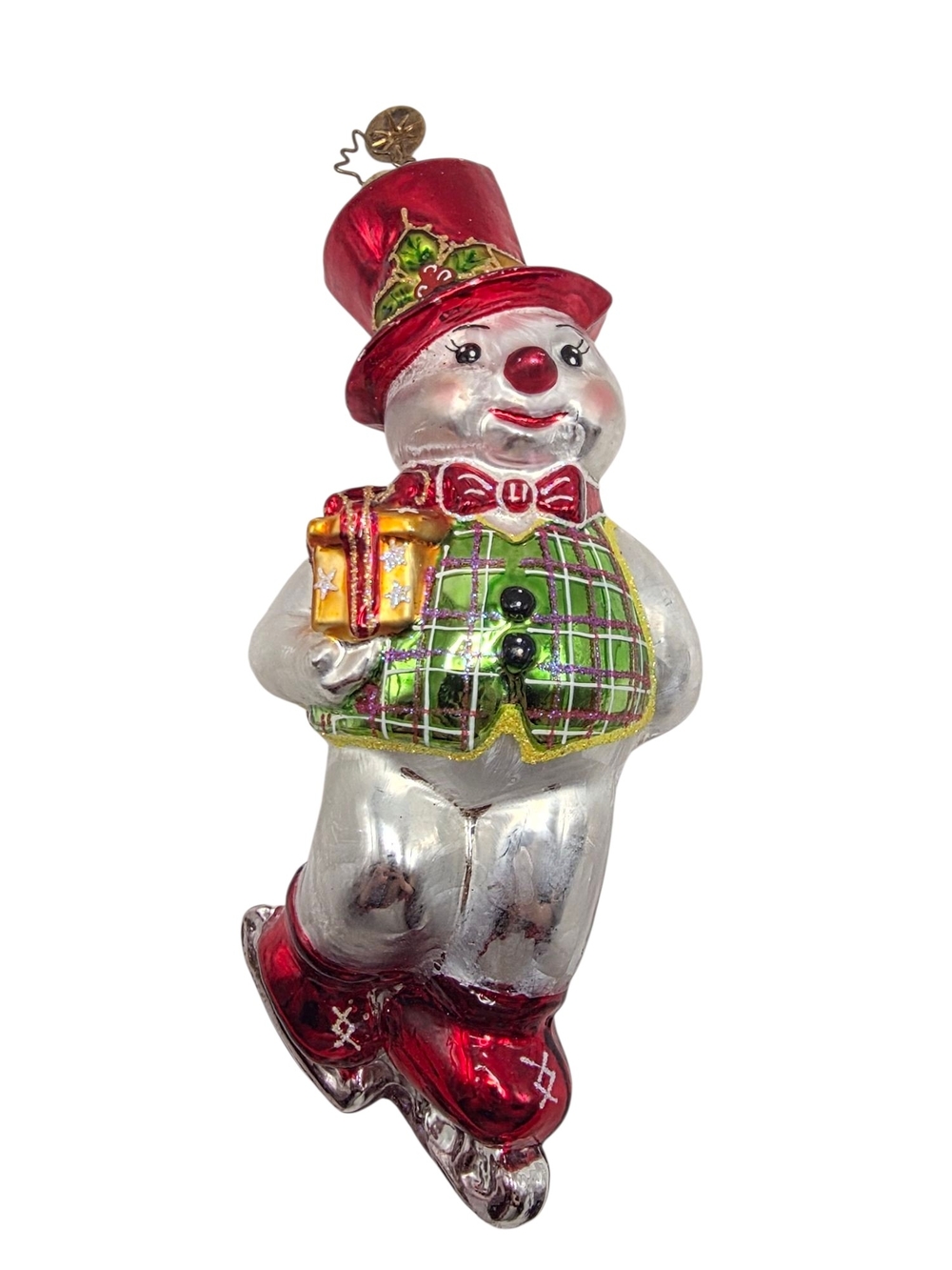Christopher Radko Skater Dater Top Hat Snowman Ice Skating Christmas Ornament